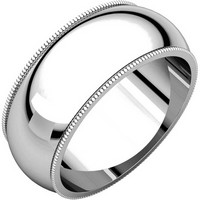 Item # TX1238910W - 14K White Gold Wedding Ring Milgrain 10mm
