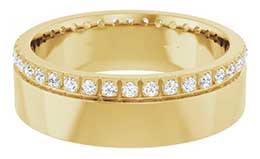 Yellow Gold Diamond Men's Wedding Bands